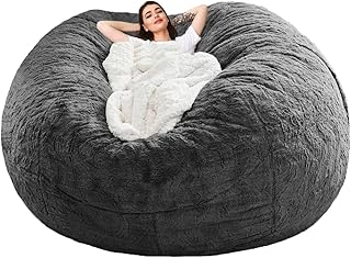 Halatua Bean Bag Sofa Cover (Dark Gray, 6FT(D153*H65cm) ONLY Cover)