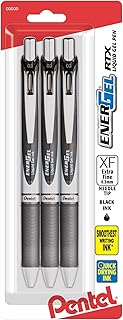Pentel® EnerGel RTX Pens, 0.3 mm, Needle Point, Black Ink, Pack Of 3