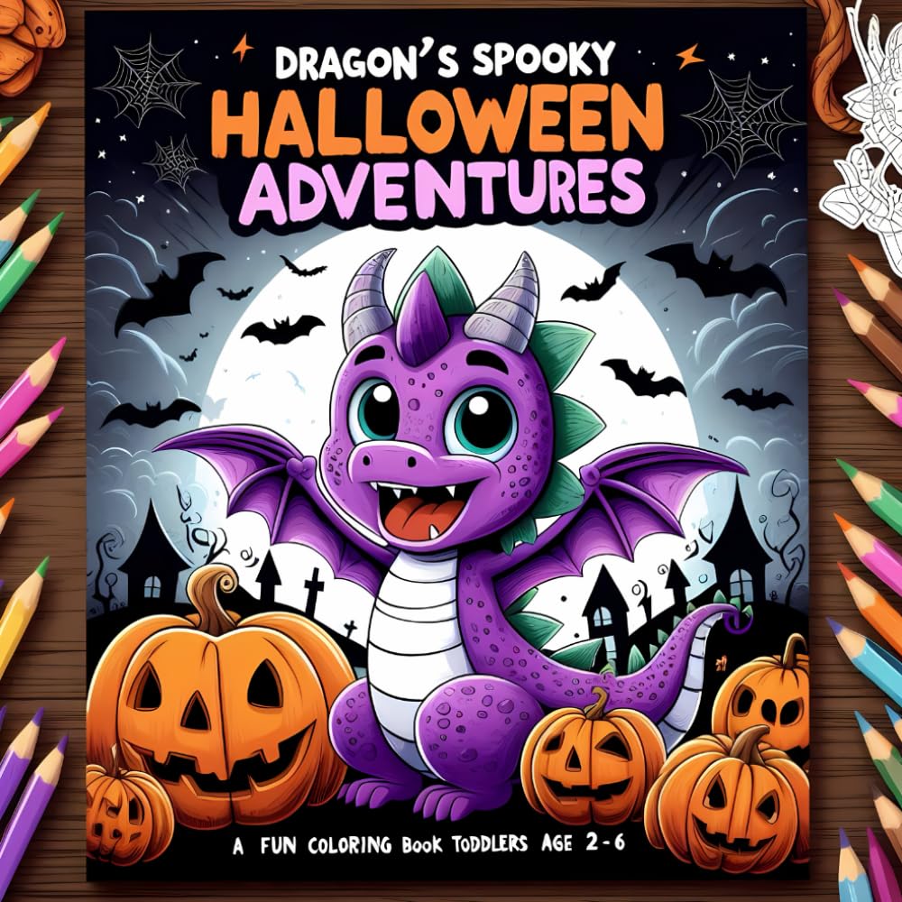 Dragon's Spooky Halloween Adventures: A Fun Coloring Book for Toddlers and Kids: Join Friendly Dragons for a Magical, Non-Spooky Halloween Coloring Adventure!