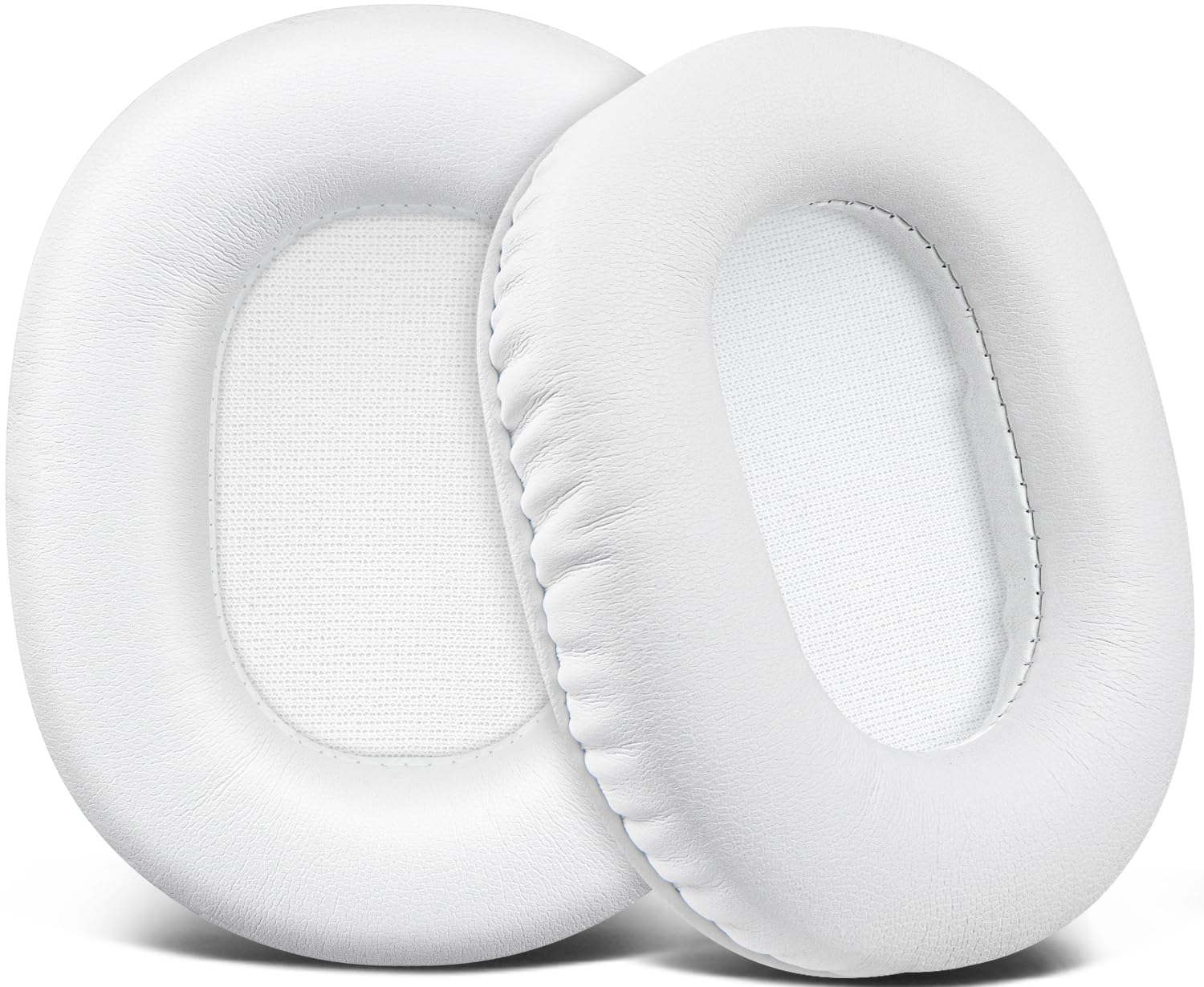 SOULWIT Earpads Replacement for Audio Technica ATH M50X M50XBT M50RD M40X M30X M20X MSR7 SX1 Monitor Headphones, Ear Pads Cushions with Softer Protein Leather, High-Density Foam - White
