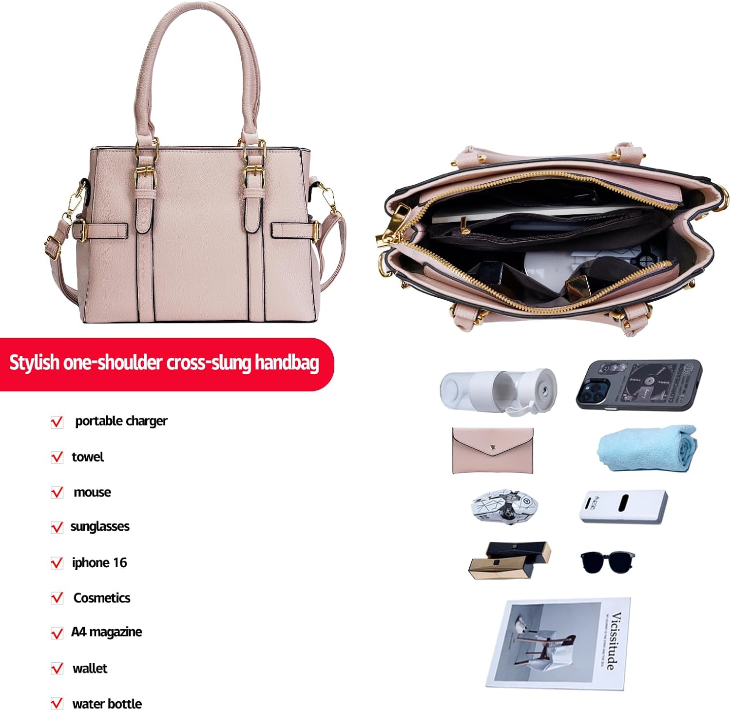 Women's Handbags Fashion Leather Handbags Purses for women Tote Bag Shoulder Bag Top Handle Satchel Spring Purse - Image 3