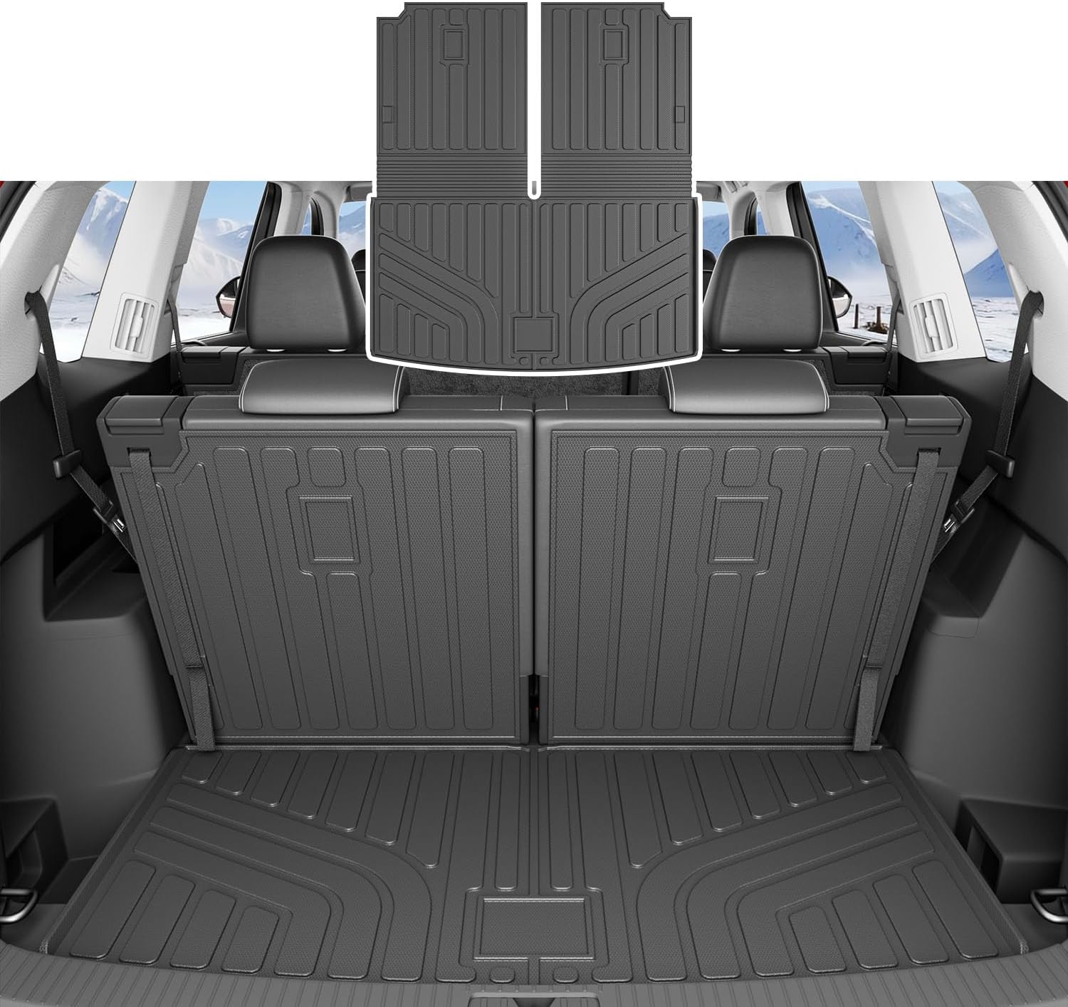Cargo Mat Compatible with 18-25 Volkswagen VW Atlas Trunk Liner Replacement for 2018-2025 Atlas Accessories (With Backrest Mat)