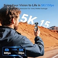 Vista 2 de BOBLOV Cámara corporal 5K con micrófono, cámara de vlogging W5, 5K/15FPS y 4K/60FPS con lente giratoria de 270°, soporte de micrófono externo