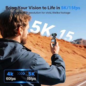 BOBLOV 5K Body Camera with Microphone, W5 Vlogging Camera, 5K/15FPS and 4K/60FPS with 270 Rotating Lens, External Mic Support, Clip/Strap Options, EIS Stabilization for Meeting, and Daily Use (128GB)