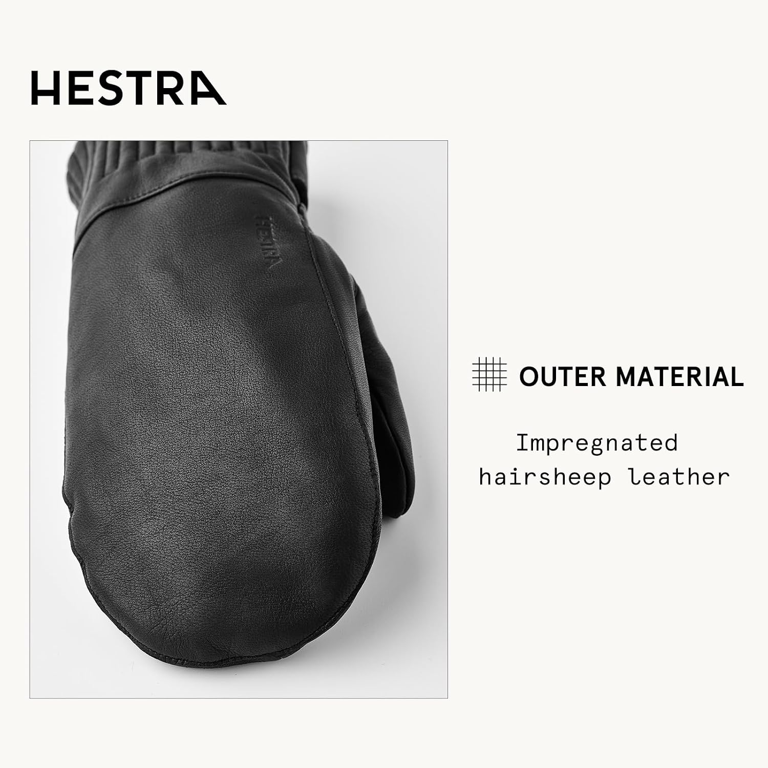 Hestra Unisex Idre Wool Mitt, Leather Wool Insulated Alpine Skiing Winter Mittens for Men & Women