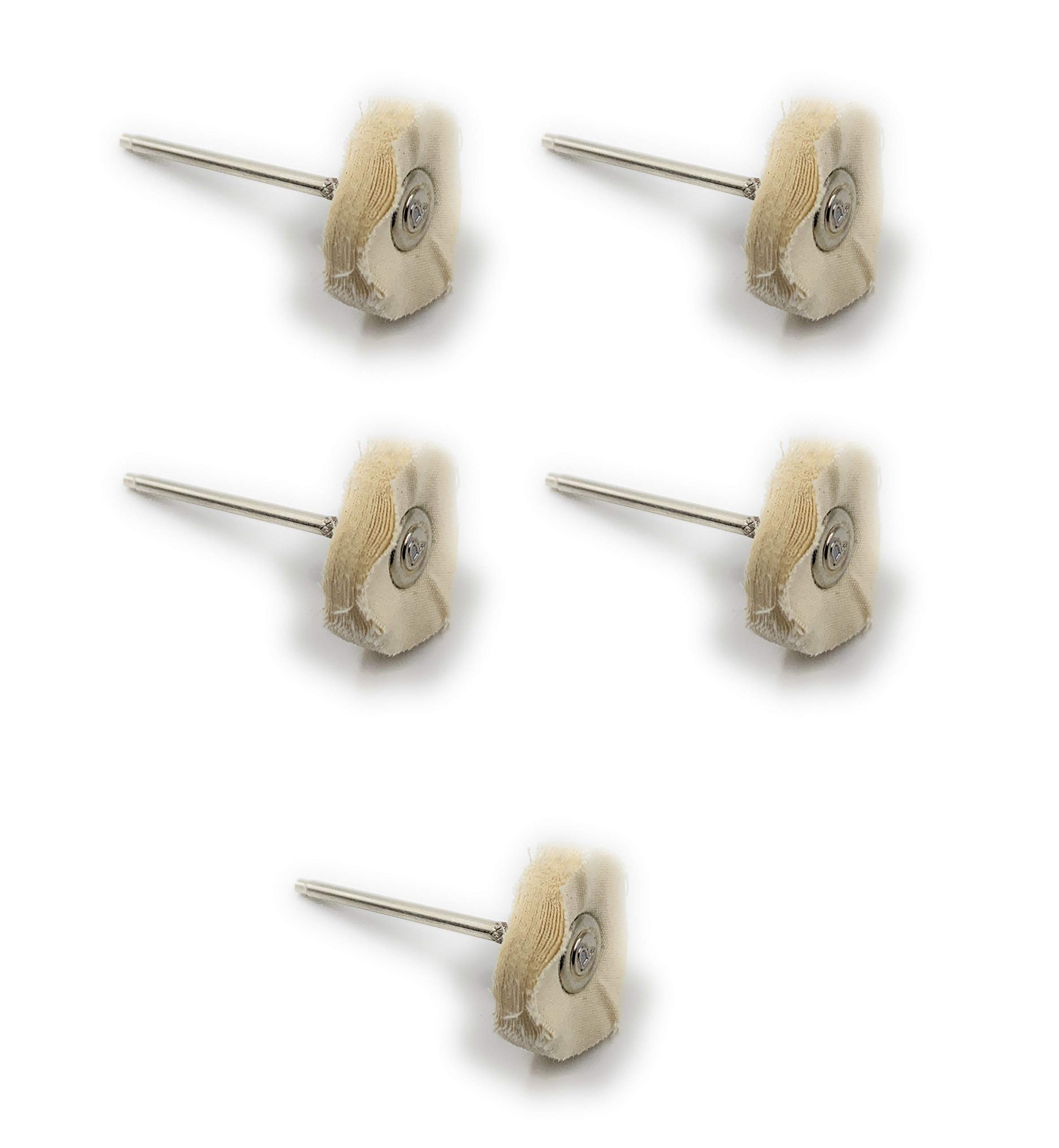 Aone Mounted Muslin Cloth Buff Cream 5pcs for Polishing/Buffing/Cleaning for Dremel Rotary Tool, Micro Hand Motor, Polishing Motor for Jewellery Making, Watchmaking, Model Making & Hobby Craft DIY