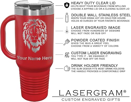Vista 166 de LaserGram 15oz Vacuum Insulated Coffee Mug, Ankh, Personalized Engraving Included (Orange)