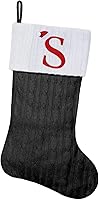 Vista 110 de Medias de Navidad con monograma de punto gris de 19.5 pulgadas. Calcetines de Navidad con inicial personalizadas, decoración de fiesta de Navidad
