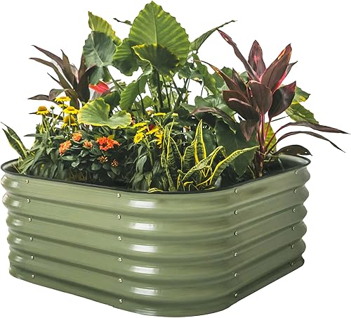 Vego garden Kit de cama de jardín elevada, 17 pulgadas de alto, kit de camas de jardín modulares elevadas de metal 4 en 1, caja de metal para