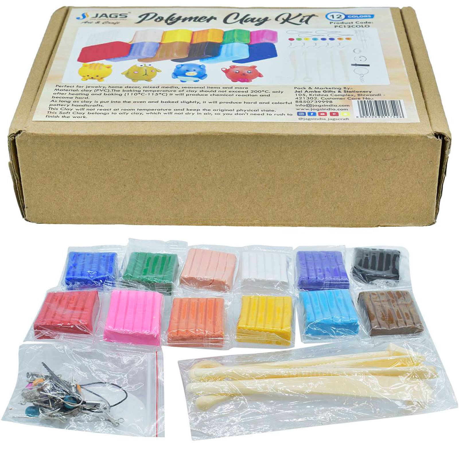 JAGSPolymer Clay Kit (Pack of 12) (20 Grams Each)
