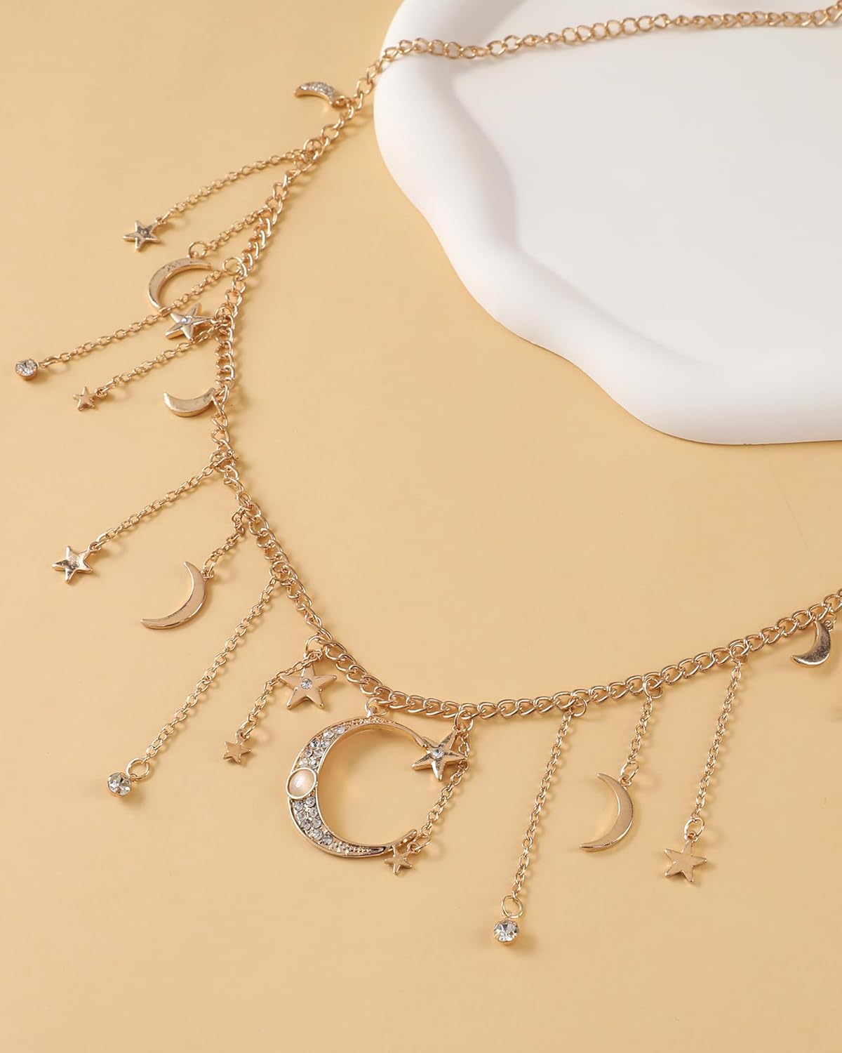 Moon Chain Belt for Women - Adjustable Bohemia Waist Chain with Star Charm Tassel Metal Celestial Concho Belt - Image 6