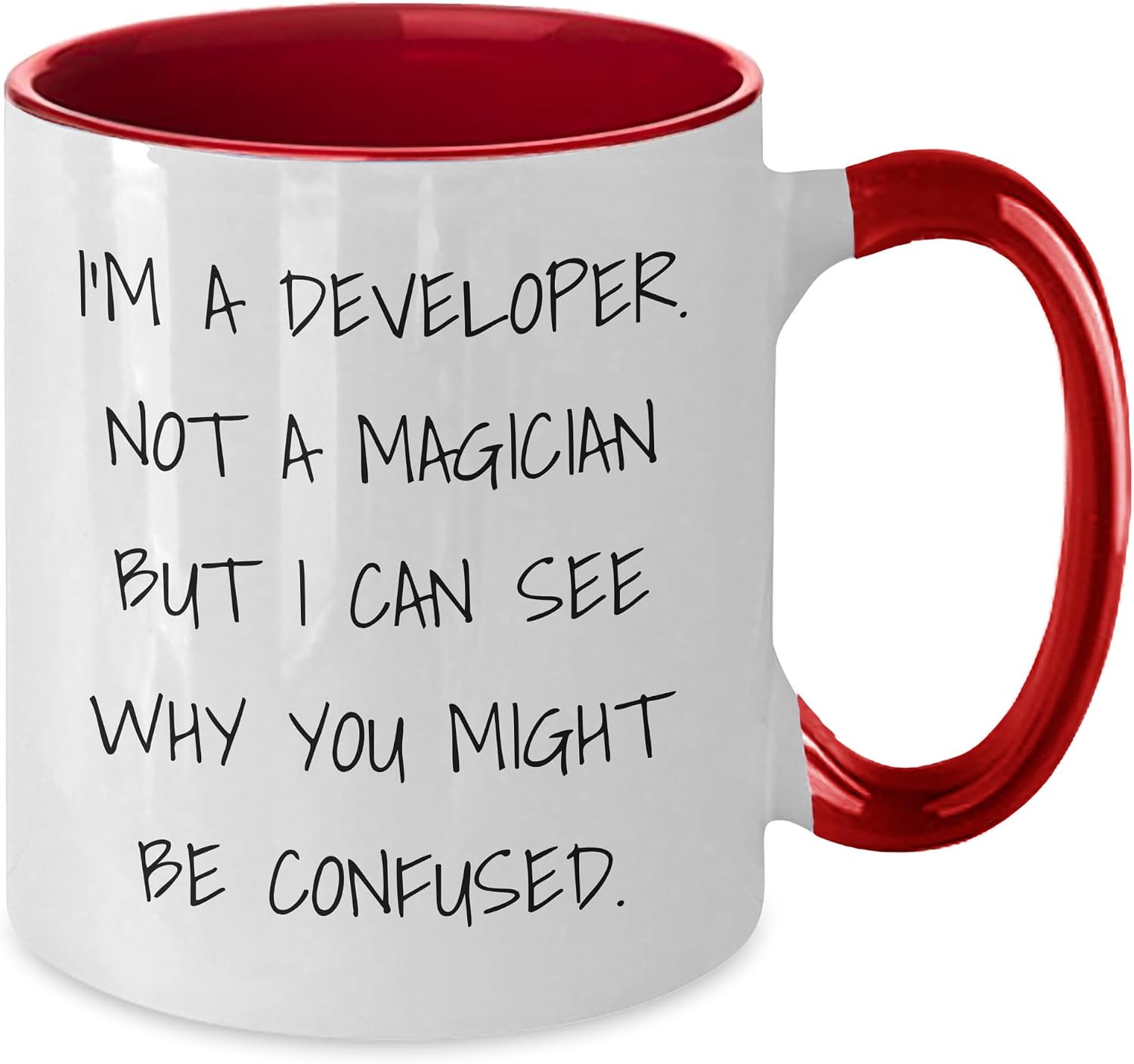 Developer's Humor Funny Two Tone Coffee Mug Gifts for Developers on Their Birthday from You to the Tech genius in Your Life