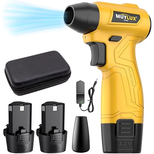 Led Air Duster, Mini Turbo Snow Blower, 135000RPM Turbo Blower Hand Held, Breeze Electric Blowers with Led, Cordless Dust Blower for Computer, Keyboard, House, 2 Batteries