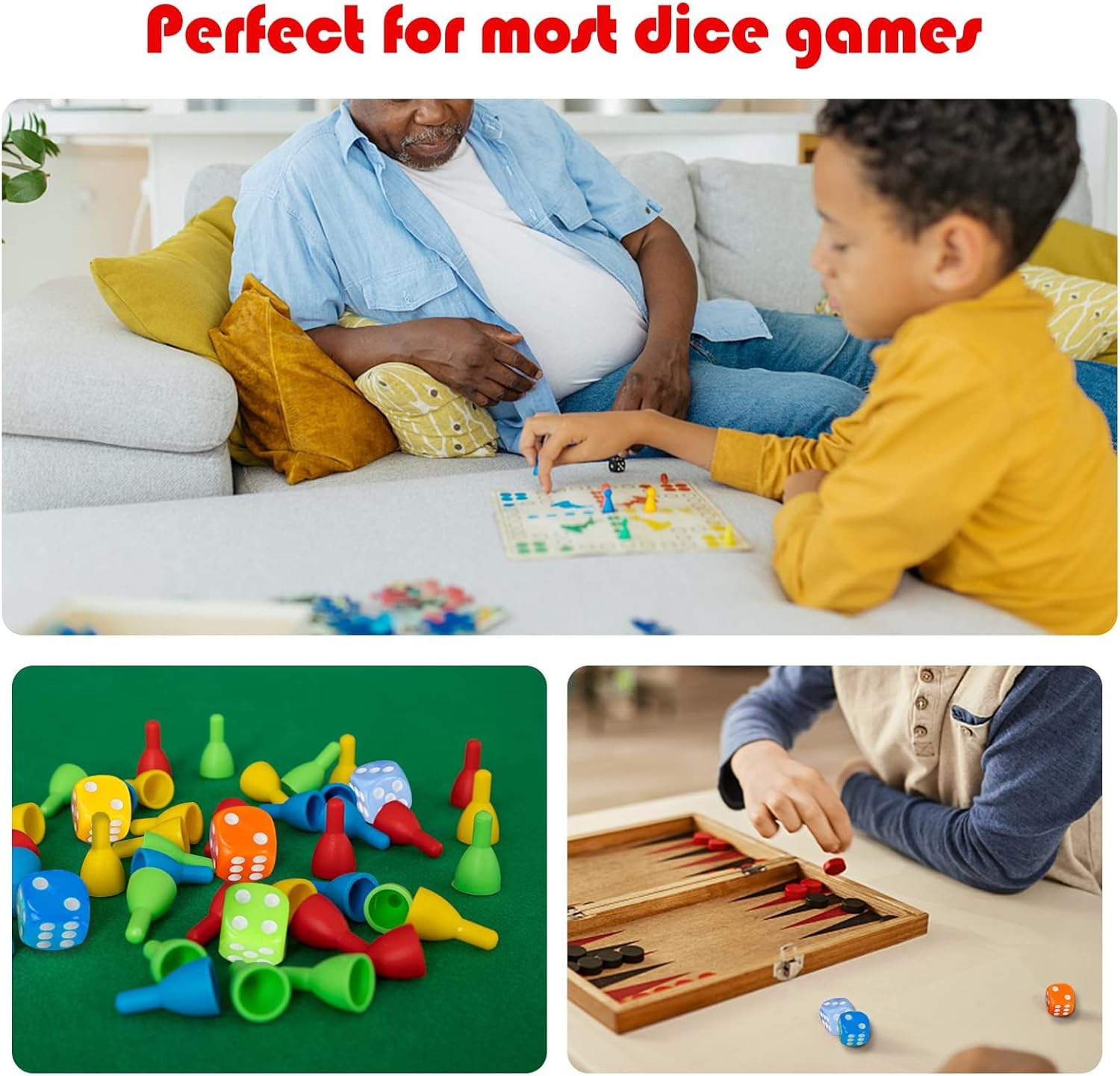 6 Sided Dice Set 10 Colors 16mm Acrylic Game Dice for DND, MTG, RPG, Tenzi, Yahtze, Bunco, Table Borad Games, Math Teaching (100 Pieces 10 Colors)