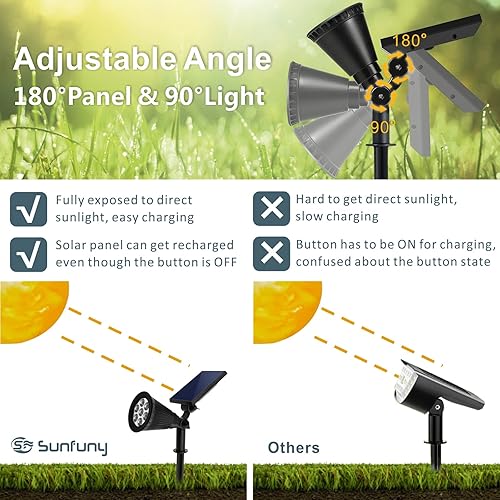 Miniatura 5 de Focos solares de paisaje al aire libre, 7 luces solares LED brillantes, luces solares impermeables del atardecer al amanecer, luces de asta de