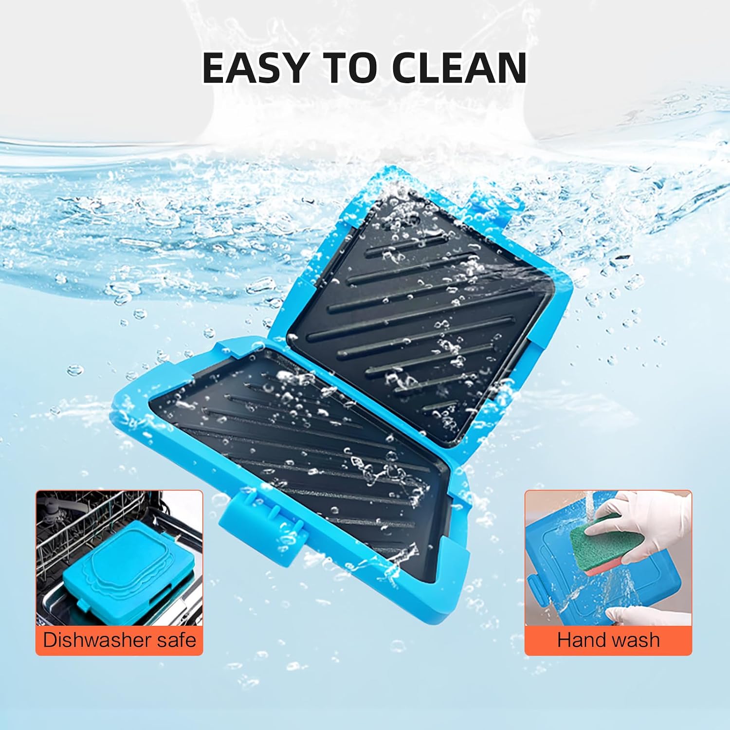 Silicone Connected Microwave Baking Tray, Food Grade Non-Stick Heat Resistant Baking Pan, Reusable Microwave & Dishwasher Safe Kitchen Baking Mat(Blue)