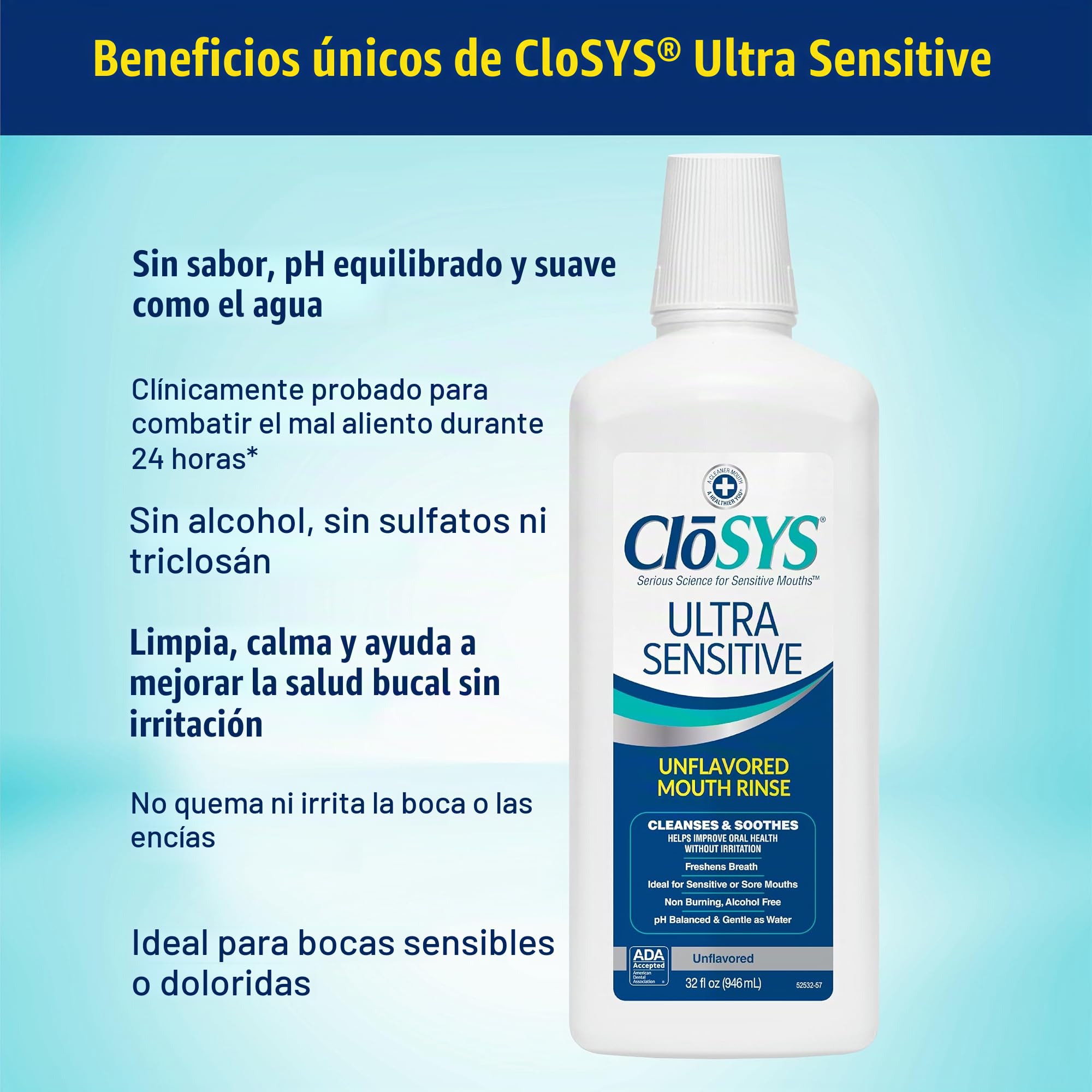 Closys Enjuague bucal, sin alcohol, 32 onzas (paquete de 2)