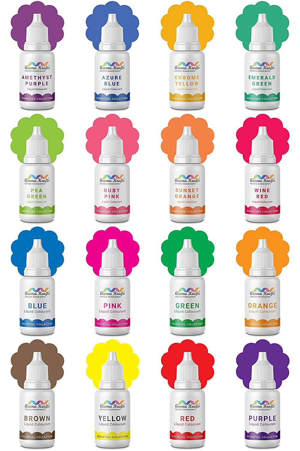 Aroma Krafts® Liquid Colours (Signature Collection + Essential Collection) for Melt & Pour Soaps & Bath Bomb Making - Set of 16 (15 ml each)-image-38