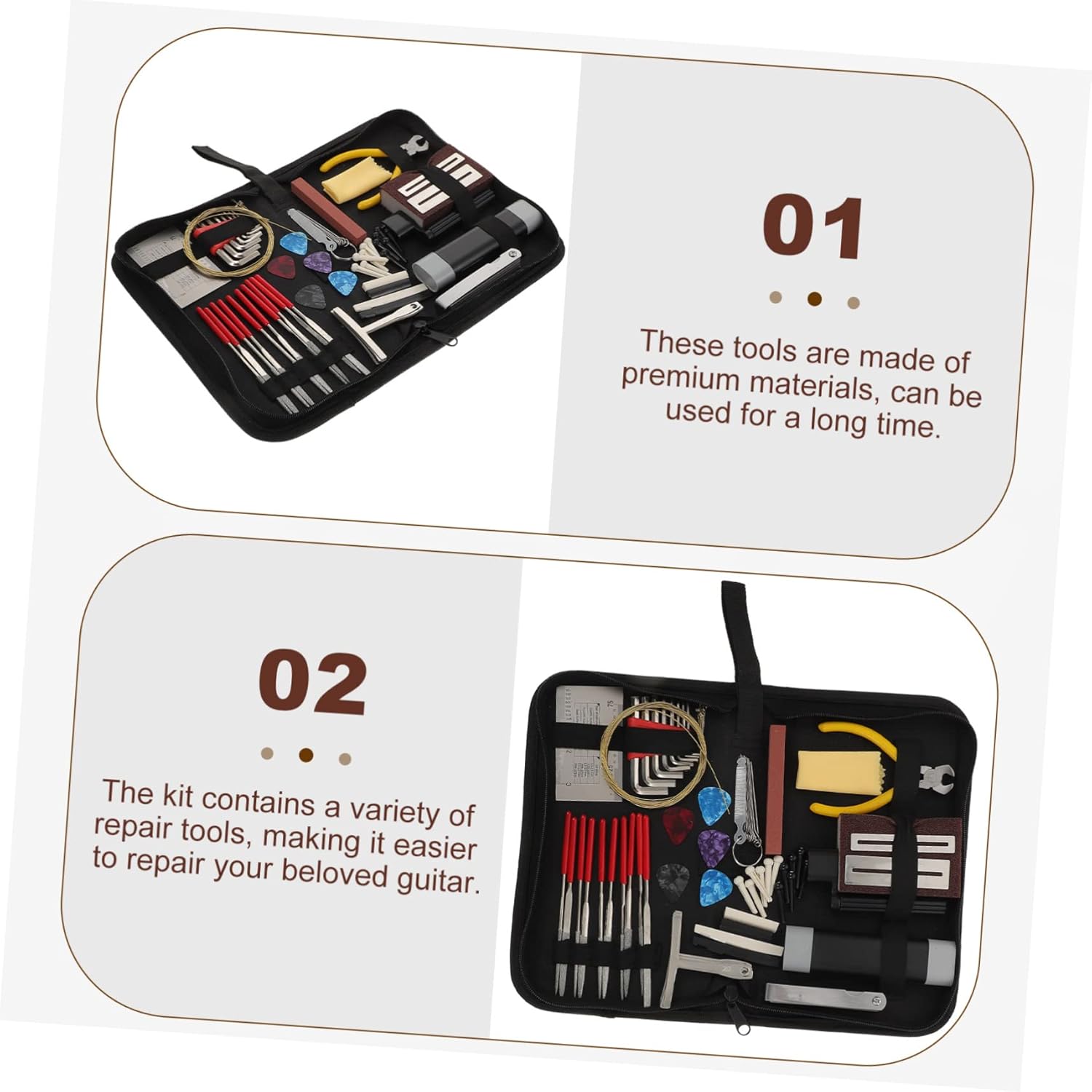 Levemolo 72pcs Portable Guitar Maintenance Tool Kit Essential Repair Accessories for Acoustic Electric Bass Ukulele Sturdy Compact Anti-wear Storage for Easy Guitar Care