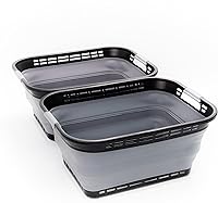 Vista 10 de SAMMART Cesta plegable de plástico para la ropa sucia de 42L (11 galones), contenedor de almacenamiento plegable y organizador, tina de lavado