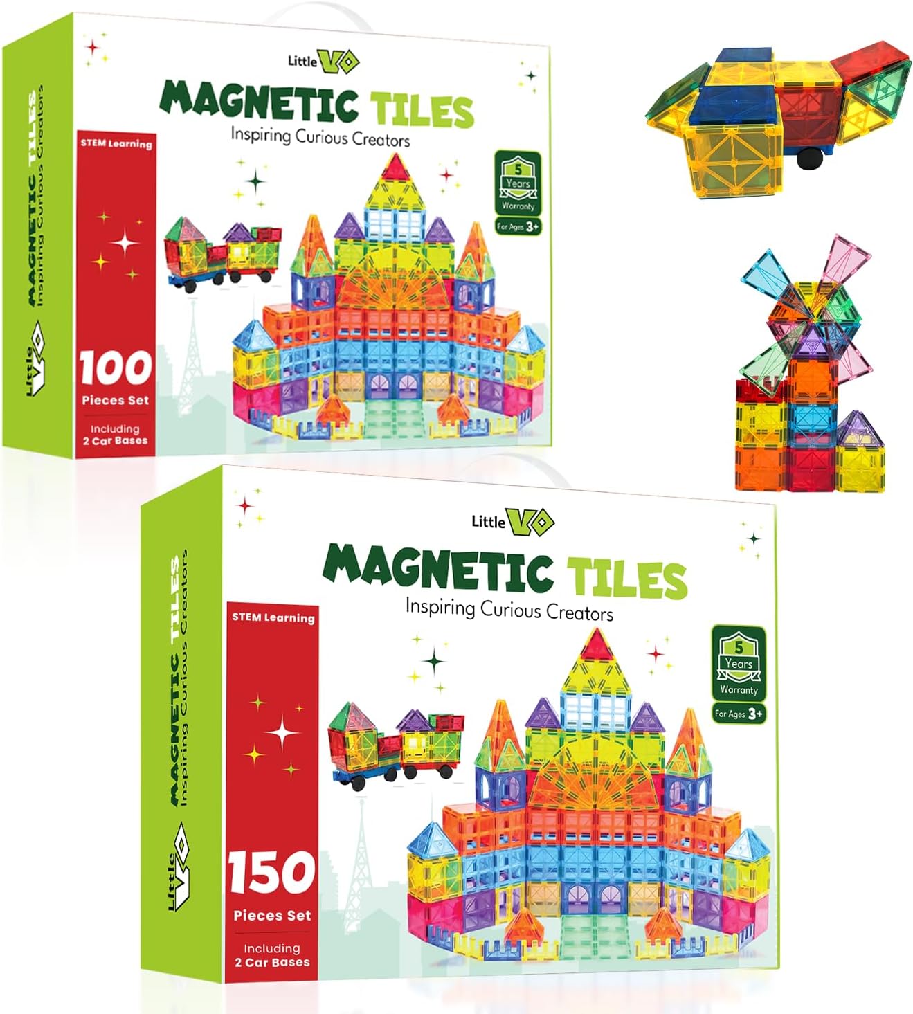 Magnetic Tiles Bundle 250 PCS with 4 Cars, STEM Building Toys for Kids Ages 3-12, Magnet Construction Blocks, Educational Preschool Learning Gift Set for Boys and Girls