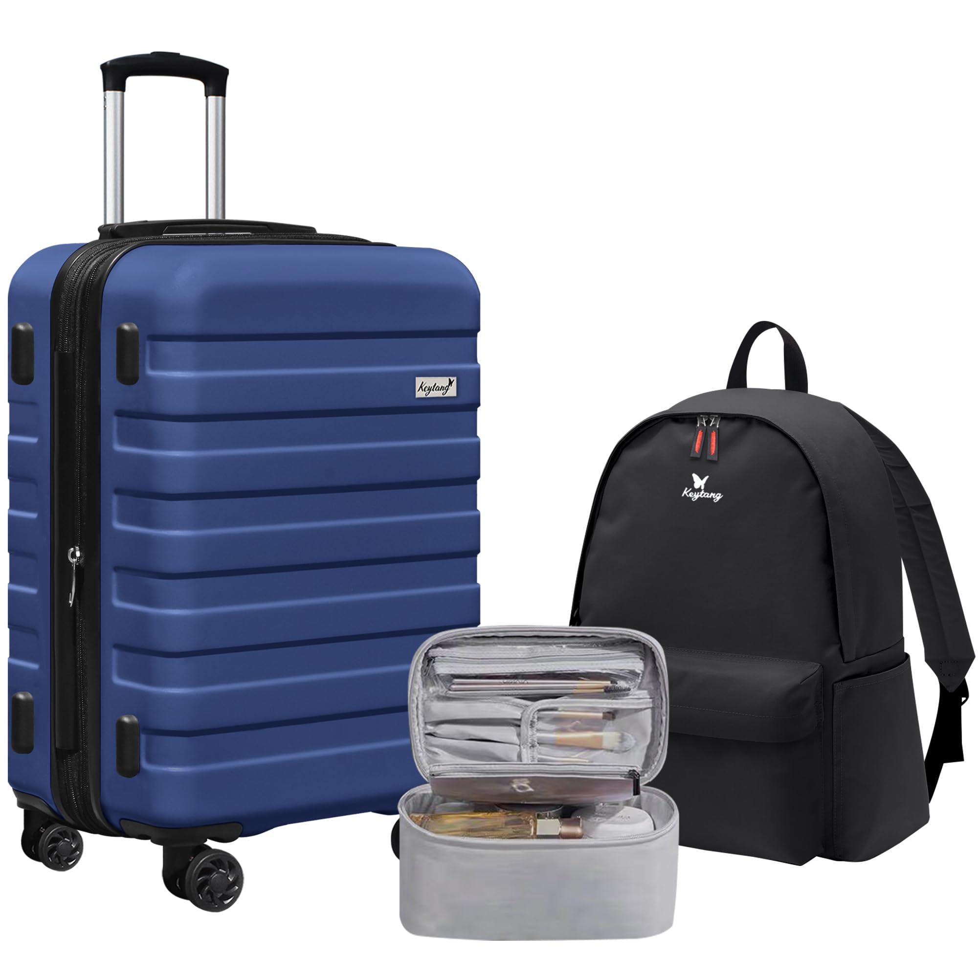 Zebra 20 Expandable Carry-On Lightweight Hardshell Suitcase with Spinner Wheels Navy Blue