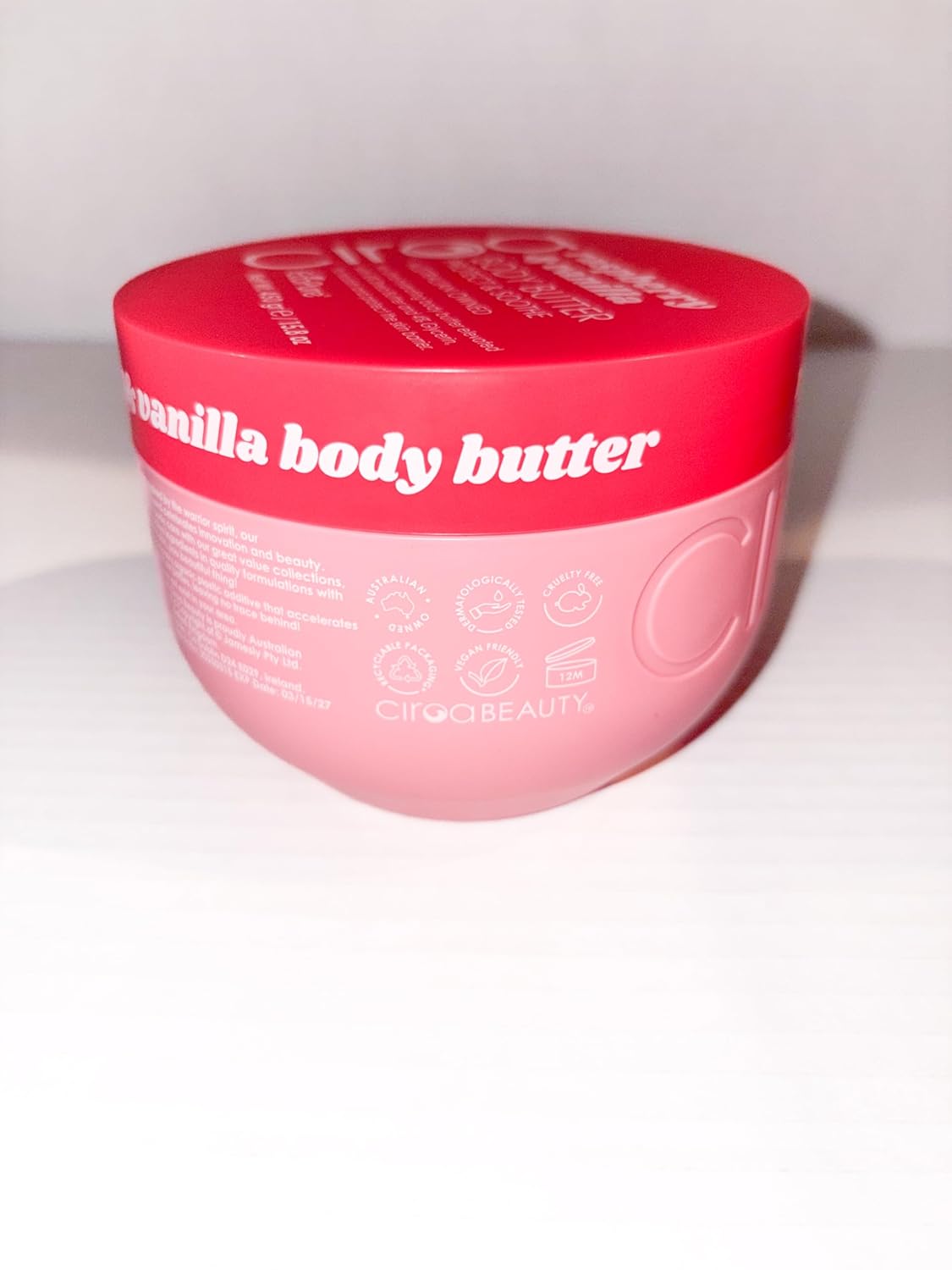 Rasberry & vanilla body butter protect and sooth, ultra hydrating to nourish and protect skin barrier Australian owned 15.8 fl oz