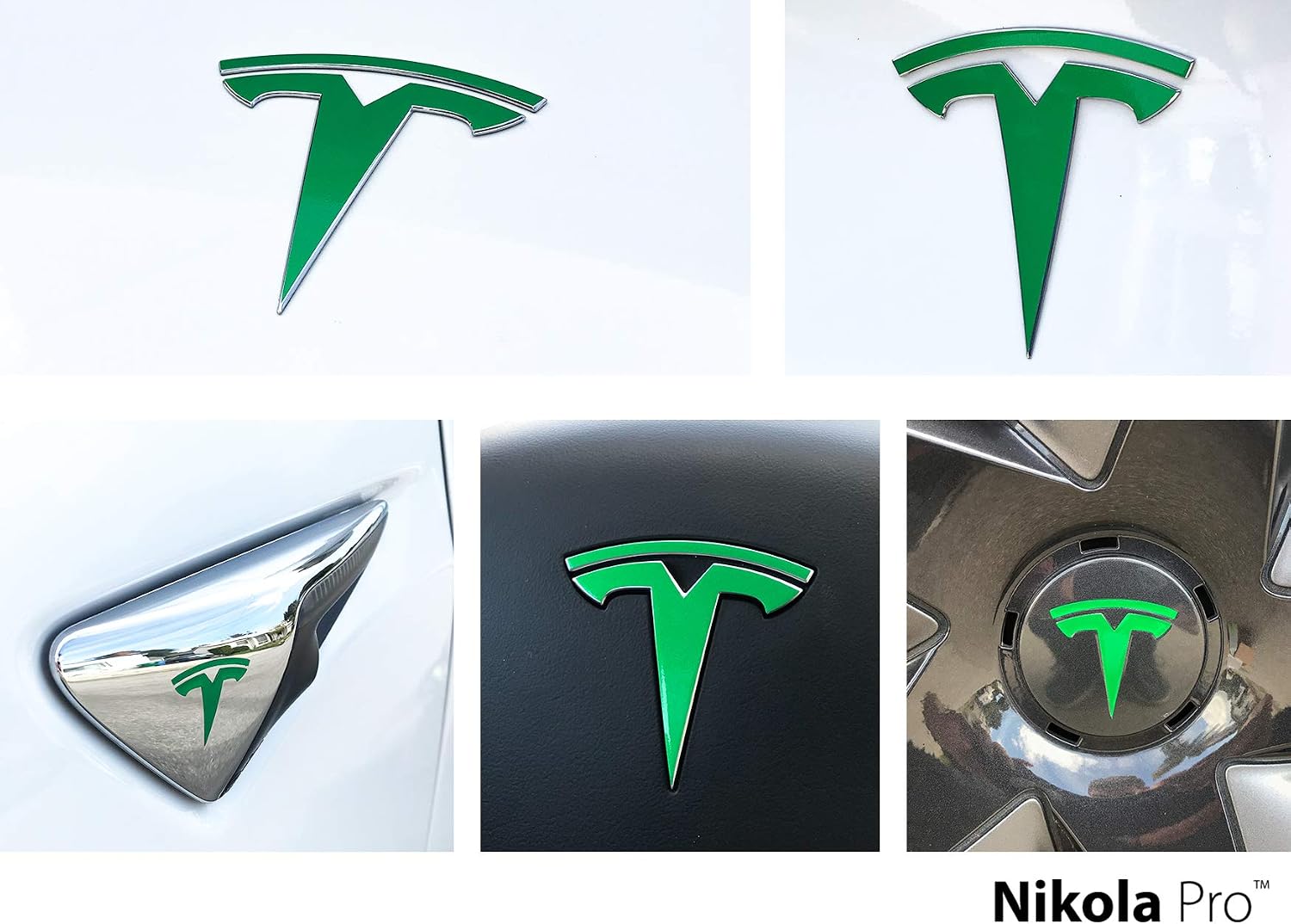 Nikola Pro Tesla Model 3 Logo Decal Wrap Kit (Gloss Green)