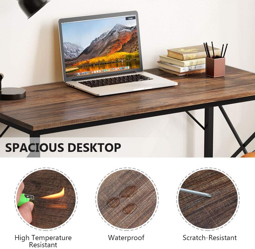 Tribesigns Writing Computer Desk, Modern Simple Computer Table Study Desk, Industrial Vintage Laptop Table for Home Office (Vintage Brown)
