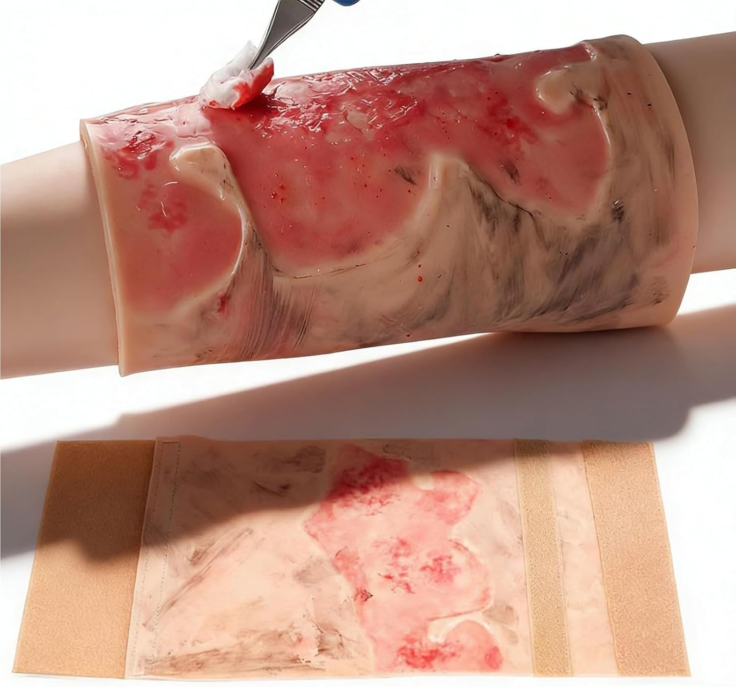 Simulated Burn Wound Model, 2-3 Degree Limb Burn Training Model, Wearable Burn Injury Demonstration Pad, Realistic Appearance Design, for Burn Care, Teaching Demonstration, Education