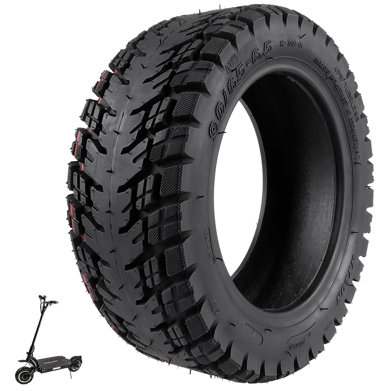 90/65-6.5 Off-road Pneumatico Tubeless per 11'' Pneumatico Gonfiabile per Zero 11X/Speedual Plus/Dualtron Ultra/Kaabo Monopattino elettrico Pneumatico Sottovuoto Resistente all'Usura (1 Pezzo)