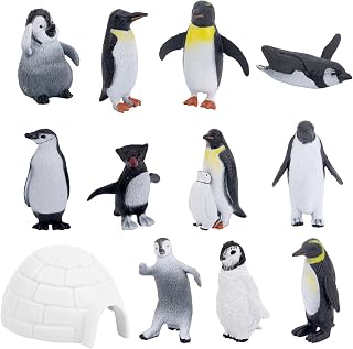 lasuroa 12uds Mini Figuras Pingüinos, Figuras Realistas Plástico Ártico Decoraciones Pasteles Juguetes Miniatura Pingüinos Animales Pequeños para Suministros Fiesta Niños Regalos Coleccionables