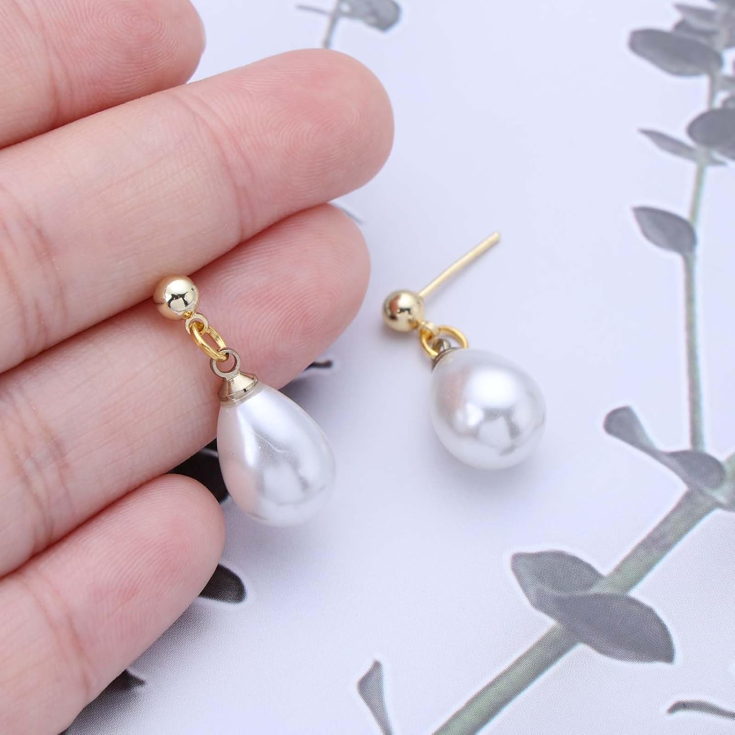 Vintage Teardrop Pearl Dangle Earrings Wedding Pearl Drop Earrings Gold Oval Bead Earrings Minimalist Earrings Jewelry for Women - Image 4