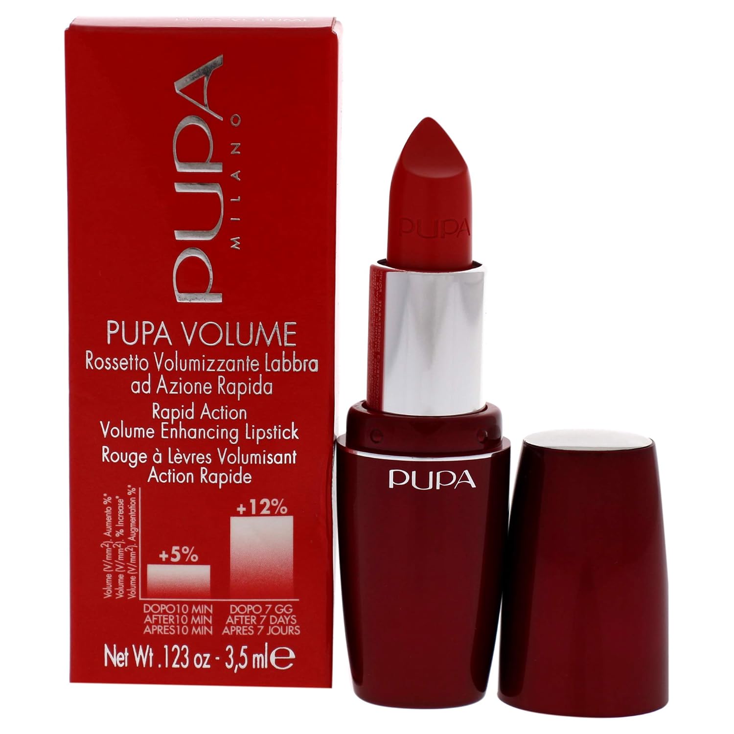 Pupa Milano Pupa Volume Lipstick - Effective Volume Enhancing Lipstick - Fuller Plumper Lips - A Creamy Texture - Amazing Results - 403 Euphoria Red - 0.123 Oz, No. 403/Euphoria Red (I0014642)