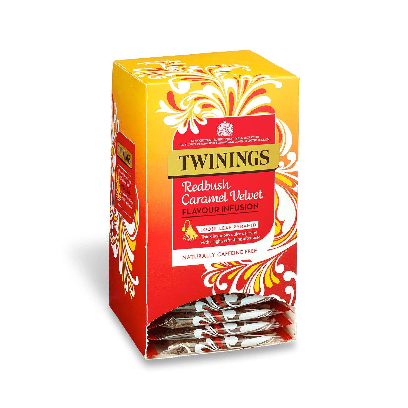 Twinings Redbush Aksamitne torebki do herbaty z luźnymi liśćmi, 4 pudełka po 15 pojedynczo zapakowanych torebek na herbatę, łącznie 60 sztuk.