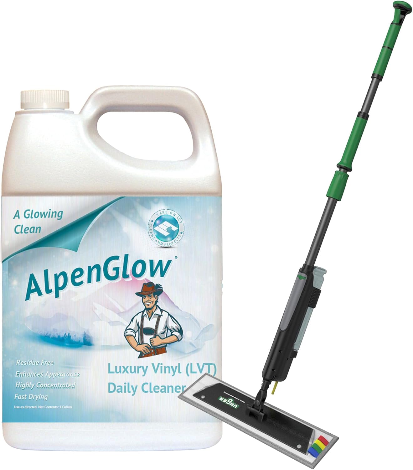 Alpenglow Luxury Vinyl Tile (LVT) Daily Cleaner, Concentrated – No-Rinse Formula, Revitalizes Floors, Leaves No Residue – Case of 4 Gallons for Luxury Flooring Maintenance