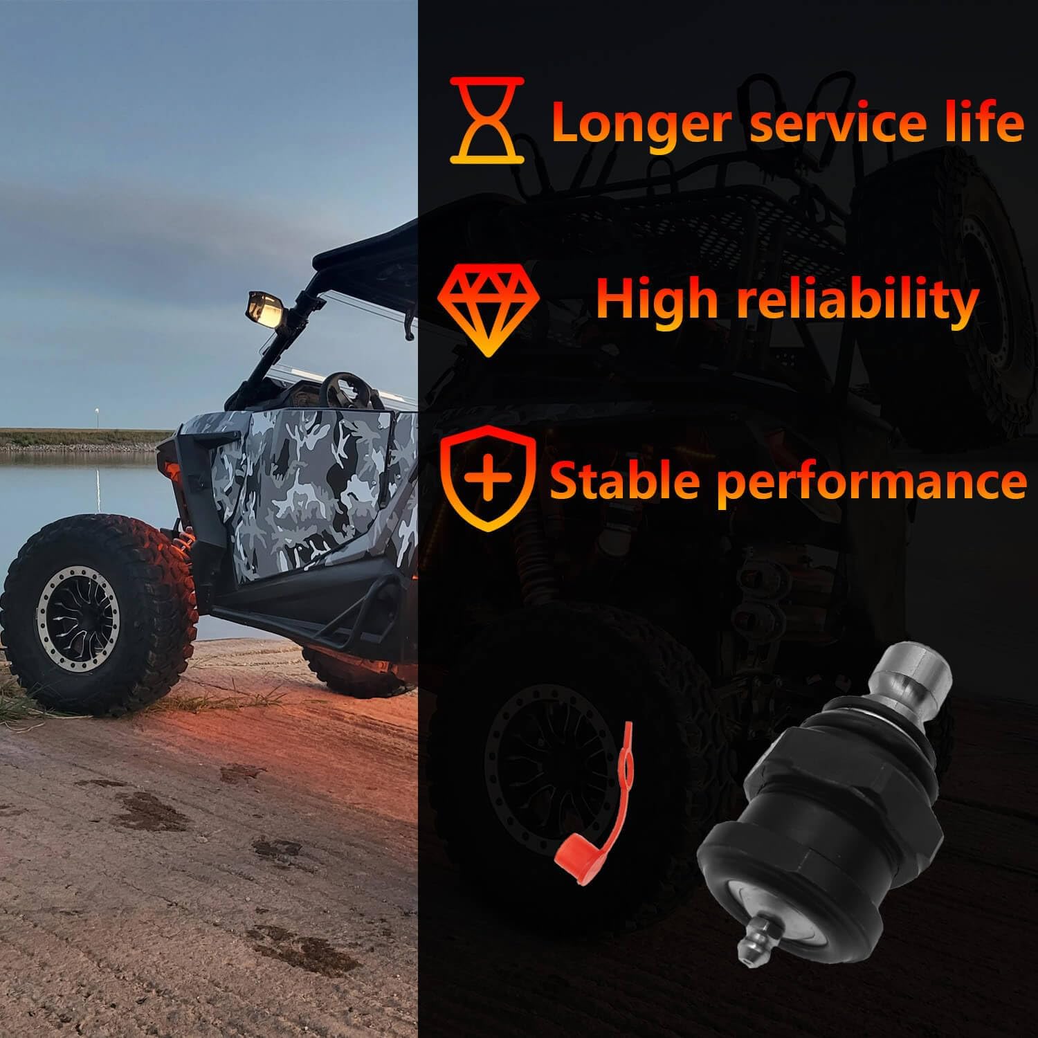 4PCS KRZRBJ10-PACK,Heavy Duty Death Grip Replacement Ball Joint Package Deal Compatible with Polaris RZR XP 2014-2023
