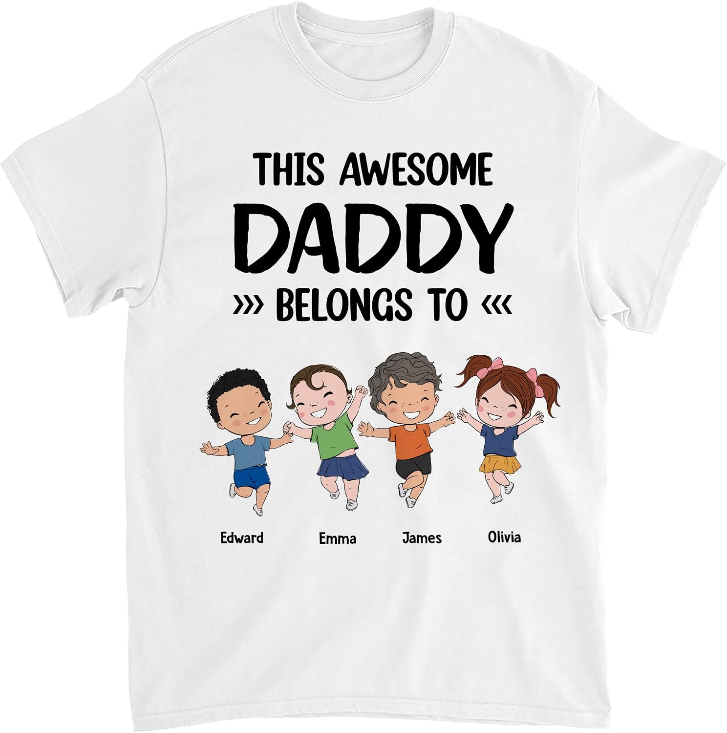 Gossby Personalized This Awesome Daddy Belongs to Shirt - Fathers Day 2026 Birthday Gift for Dad from Daughter Son
