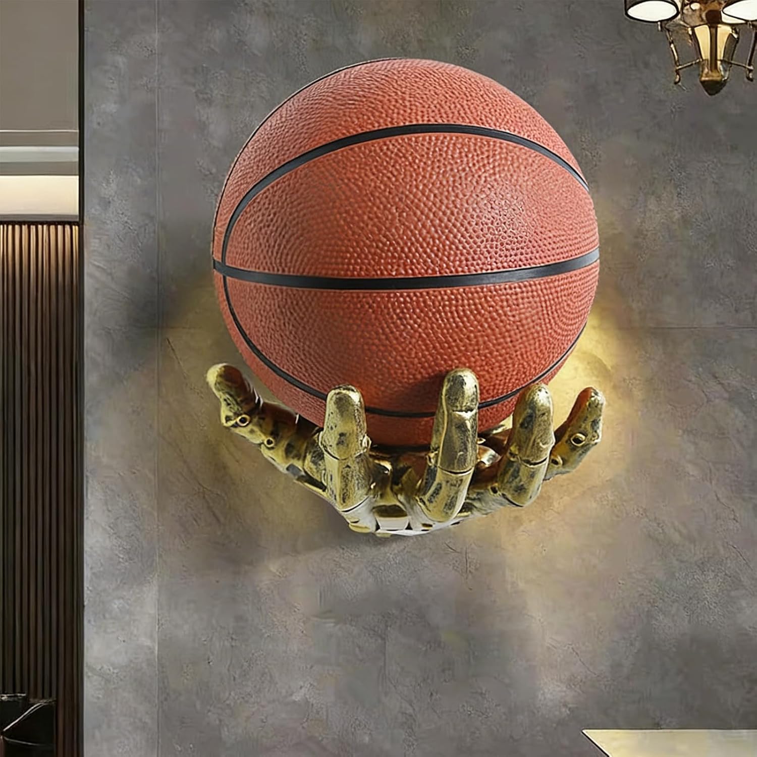 Cybernetic Basketball Holder – Mechanical Arm Ball Holder Wall Mount, Sports Display Stand for Basketball, Soccer, Football, Cyberpunk Wall Decor for Gamer Den, Basement & Unique Gift for Ball Lovers