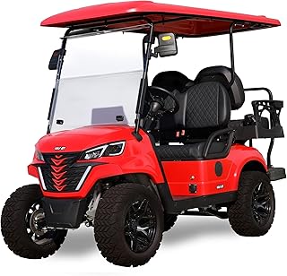 4 Passenger Electric Golf Cart, Powerful 5000-Watt Electric Motor 4 Seats Electric Golf Cart,Golf Cart,Heavy Duty Golf Cart,Hunting, Scenic Spots, Hotels, Beaches, Schools and Farms