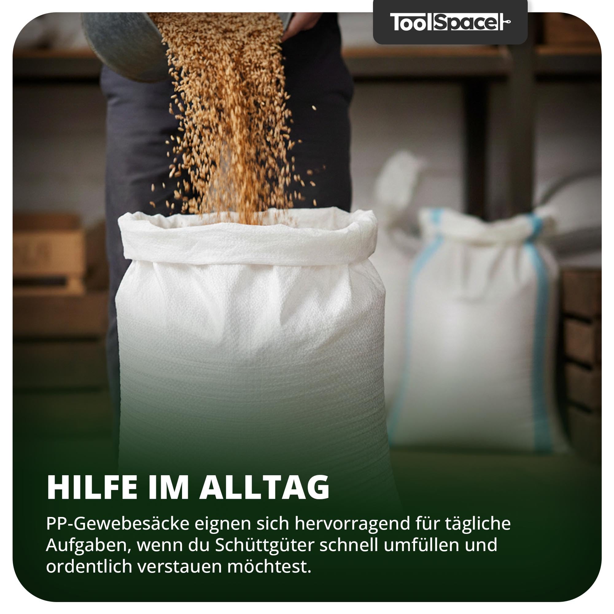 ToolSpace Gewebesack Bauschuttsäcke 20x Getreidesäcke 50kg Säcke 105x65 cm aus robustem Polypropylen Ideal als Sandsäcke Schwergutsäcke Abfallsäcke PP-Gewebesäcke als Kohlensack reißfest Transportsack