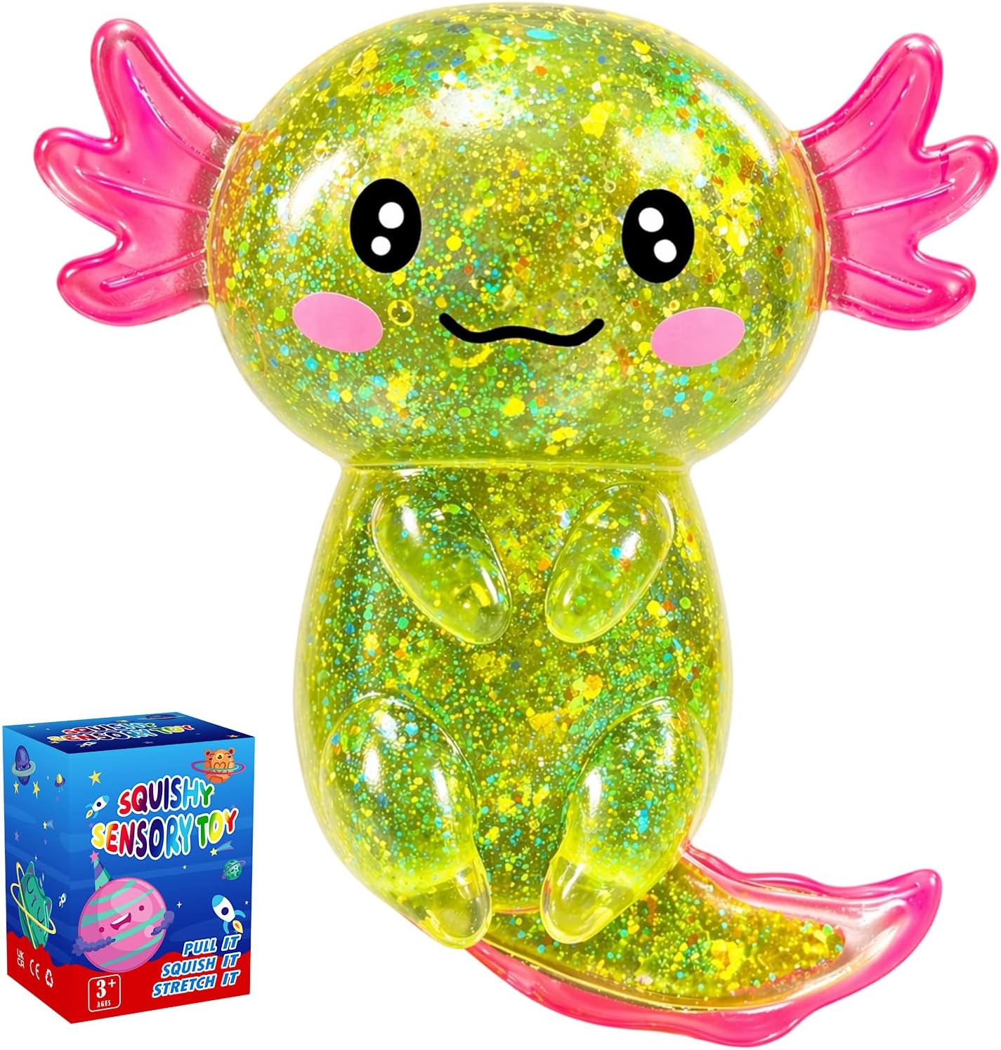 Glitter Stress Relief Toy, Soft Fidget Squishy Sensory Toypink