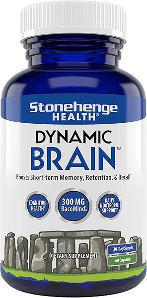 Stonehenge Health Dynamic Brain Supplement – New Formula with BacoMind for Memory Acquisition, Retention, & Recall with 40 Unique Nootropic: Choline, Phosphatidylserine, and Huperzine A