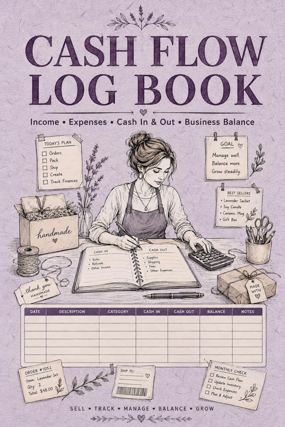 Cash Flow Log Book: Financial Activity Journal for Entrepreneurs Recording Money Received, Business Payments, Operating Costs, Transaction Dates, Account Notes, and Running Balances