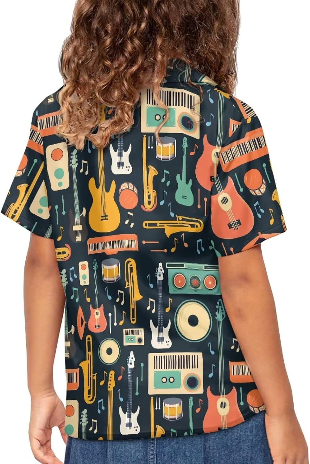 PinUp Angel Kids Retro Hawaiian Button Up Shirt for Boy Comfortable Cool Graphic Tropical Beach Holiday Shirt