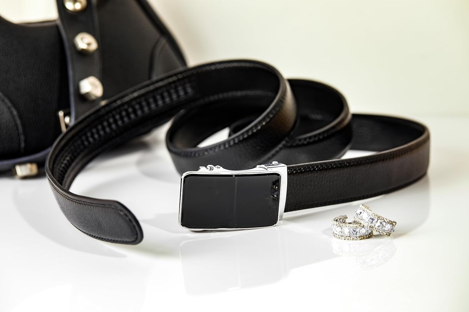 lightstar Women's Belt Leather Ratchet Dress Belt with Sliding Adjustable Buckle Width 1 1/4 inches, Length 52 inches - Image 4