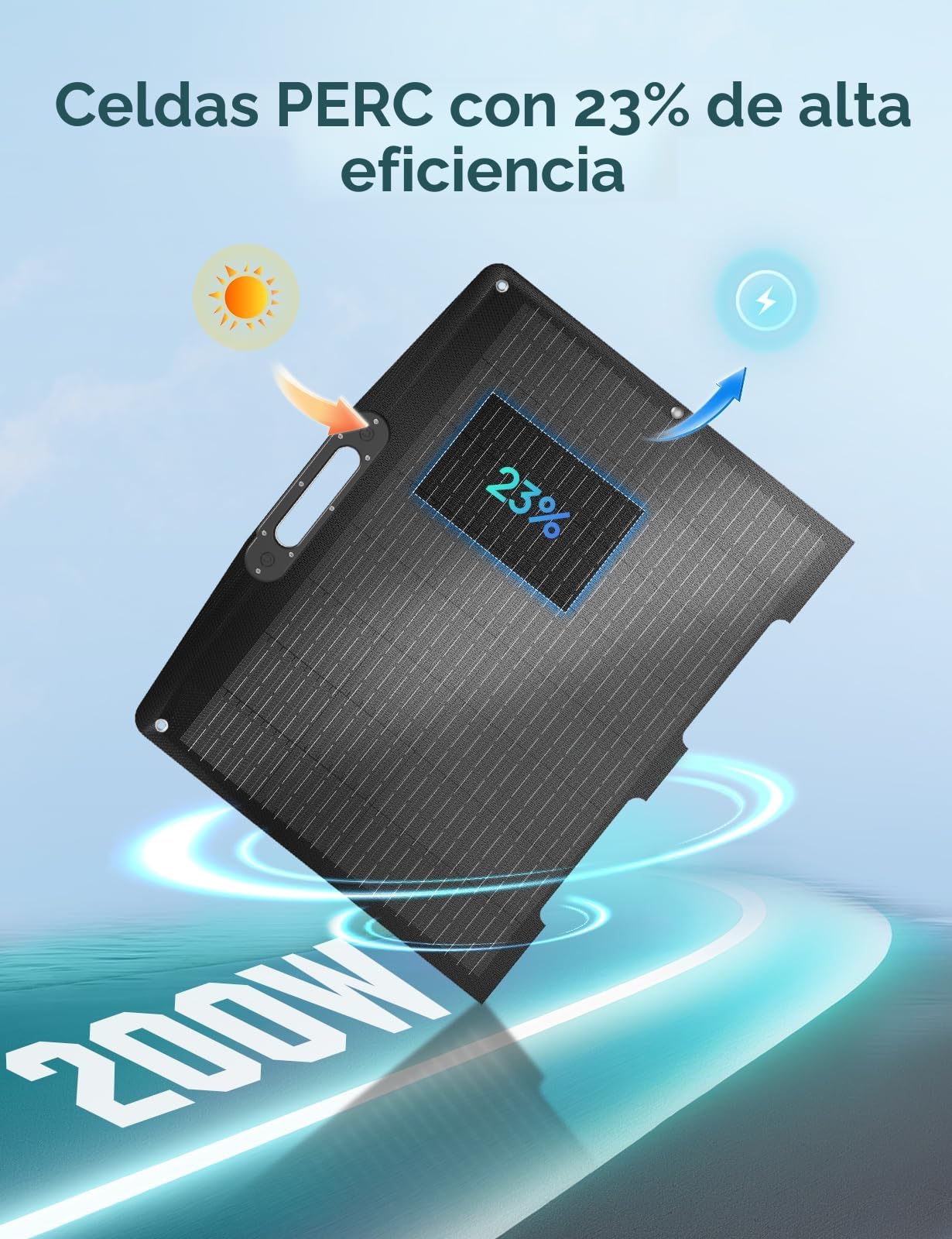 ECO-WORTHY Panel Solar Portatil 200W, XT60, Soporte de una sola pieza, ETFE, Silicio Monocristalino, Hasta 23% de eficiencia, Adecuado para la estación de energía, RV, camping, Garten