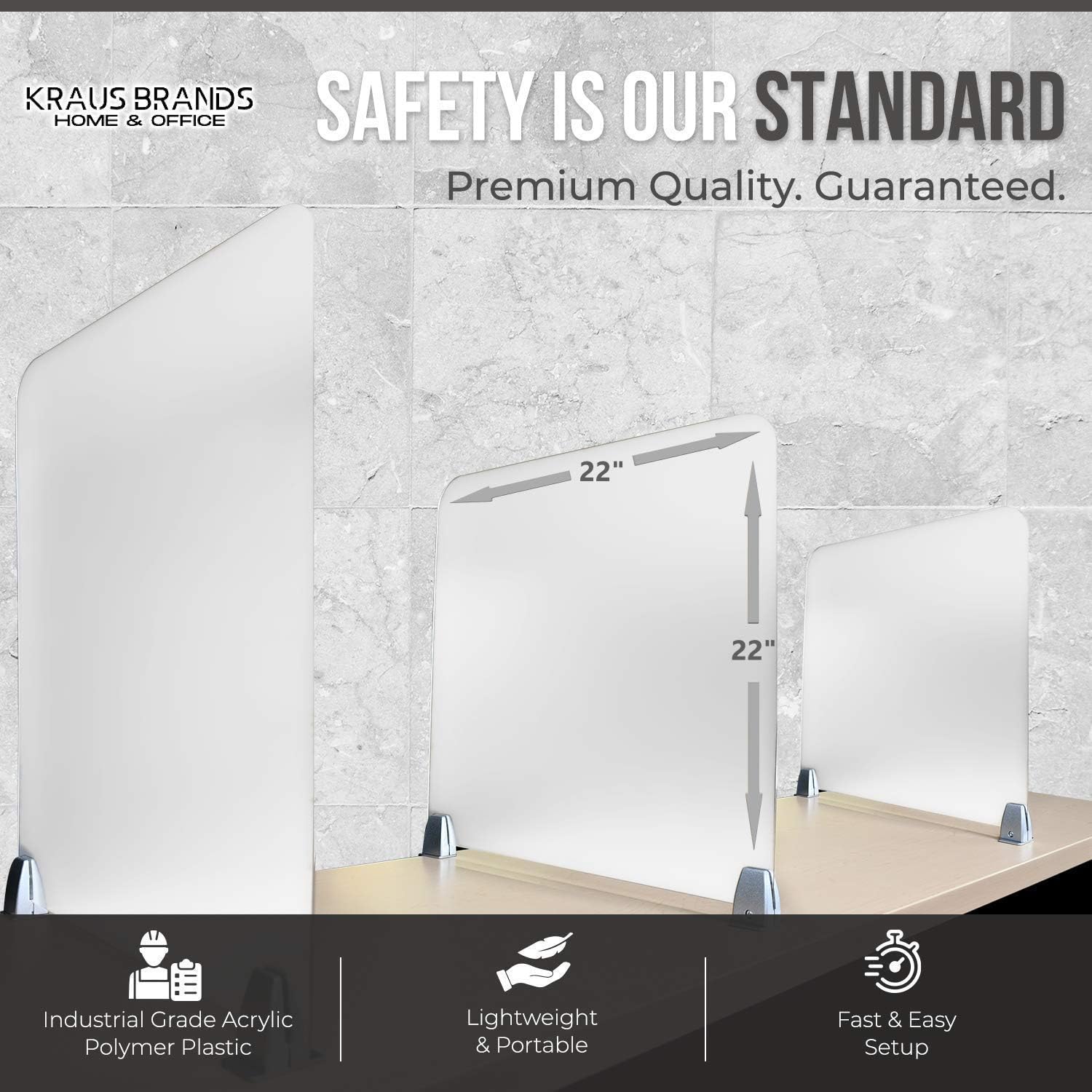 4 Pack. Desk Divider, Office Partition, Sneeze Shield. Size: 22x22 Inches. Frosted Acrylic Plexiglass. Silver Multi Purpose Clamps Included. Excellent for Offices, Schools, Libraries & Test Centers : Office Products