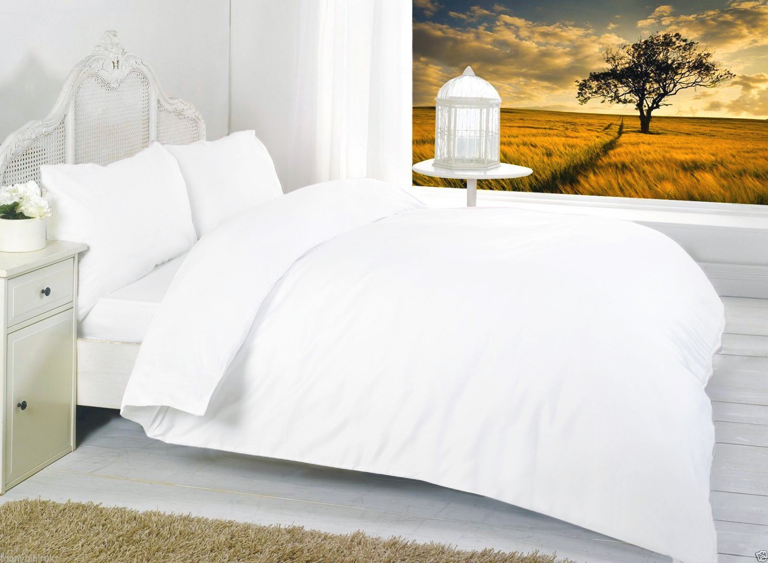 Comfy Nights White 400 Thread Count Soft Touch Sateen Egyptian Cotton Duvet Cover Set (, Single)