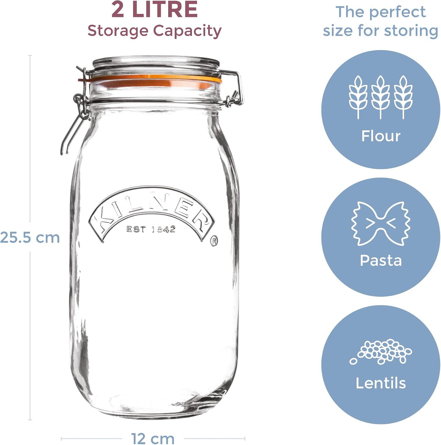 Kilner, Round Clip Top Jar 2.Ltr/68 Ounce image 5